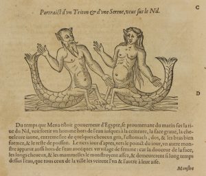 Triton et sirène - Oeuvres / Ambroise Paré.- Paris : Gabriel Buon, 1585 (Poitiers, Bibliothèques universitaires, Fonds ancien, MED 22)