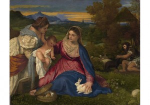 Titien (1480-1576), La Madone au lapin, 1530, huile sur toile,  71 x 87 cm, Louvre, Paris.