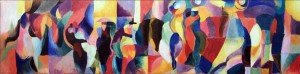 Sonia Delaunay, Bal Bullier, 1913, huile sur toile matelas, 97 x 390 cm, Collection d'art moderne du Centre Pompidou, Paris, France.